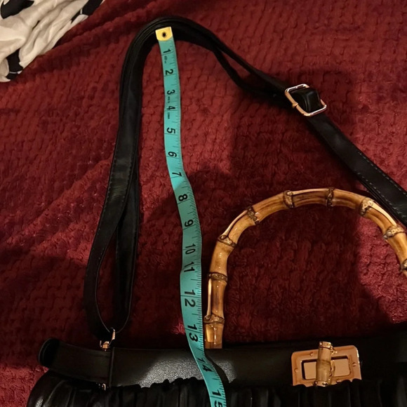 Sondra Roberts Luxury Bamboo  handle pleated vegan leather Large tote bag - Picture 6 of 17